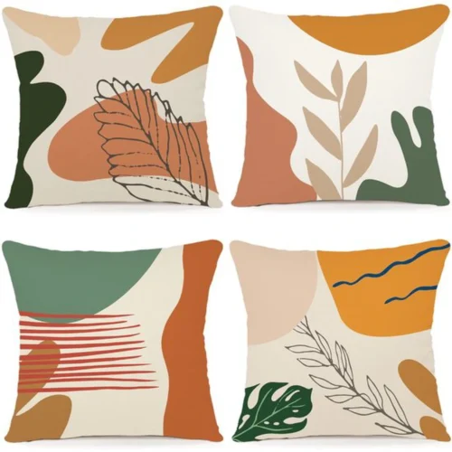 Unyqoos ® Stijlvolle Set van 4 Geometrische Kussenhoezen voor Binnen en Buiten 40 x 40 cm