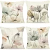 Unyqoos ® Set van 4 Decoratieve Kussenhoezen met Bloemenpatroon, 40 x 40 cm, Geschikt voor Binnen en Buiten
