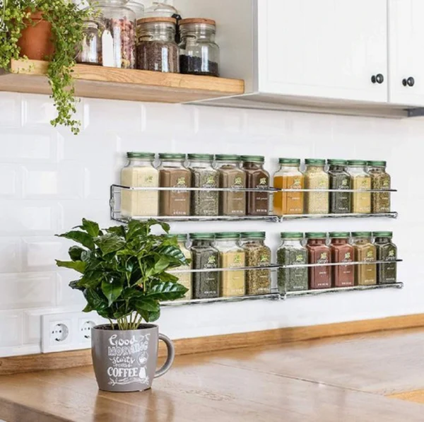 Unyqoos® Kruidenrek Set van Metaal voor Keuken en Badkamer, Flexibele Opbergoplossing met 4 Planken
