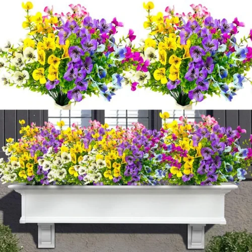 Unyqoos ® Realistische Kunstbloemen Set voor Buiten en Binnen, Weerbestendige Decoratie met UV-bescherming