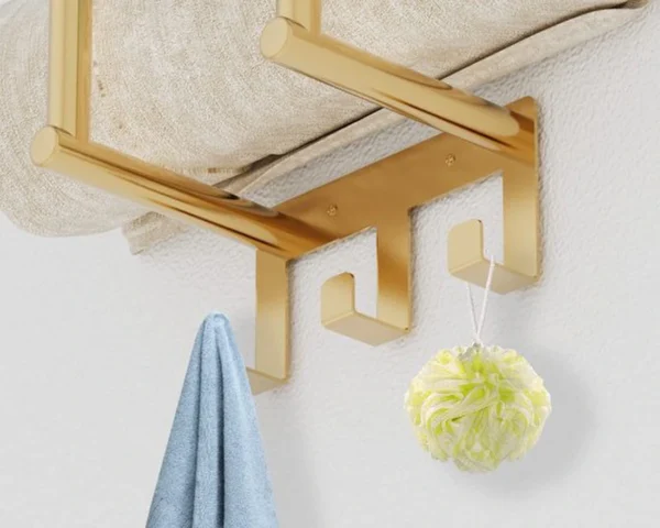 Unyqoos ® Stijlvol Metalen Handdoekenrek met Plank en 3 Haken voor Badkamerwand