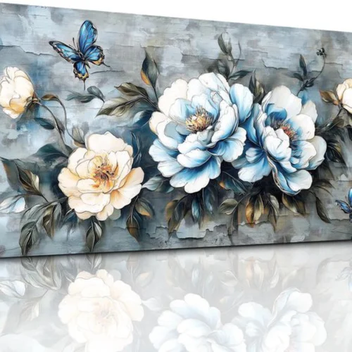 P-87213230370860-20260406123311.webp Unyqoos® Elegante Canvas Wandkunst met Pioenrozen en Vlinders voor Moderne Interieurs