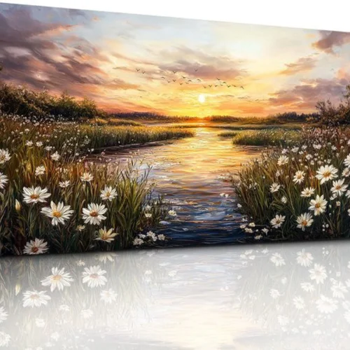 Unyqoos® Adembenemende Zonsondergang Canvas Kunstwerk voor Moderne Interieurdecoratie in Woon- en Slaapkamers