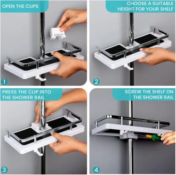 Unyqoos ® Aanpasbare Doucherekken Set Zonder Boren voor Organisatie en Opbergruimte