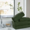 P-87213230390662-20260405184903.webp Unyqoos ® Verwen Jezelf Met Deze Luxe Olijfgroene Handdoekenset Van Zacht Katoen Voor Elke Dag