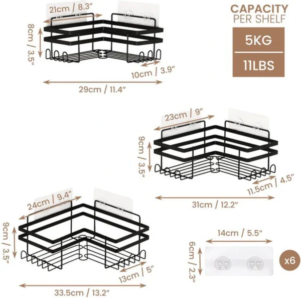 Unyqoos ® Ruimtebesparende Zelfklevende Hoekplankenset voor Badkamer en Keuken