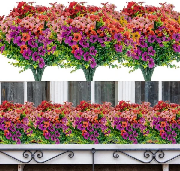 Unyqoos ® Kleurrijke Weerbestendige Kunstbloemen Voor Binnen En Buiten - Set Van 10 Bundels