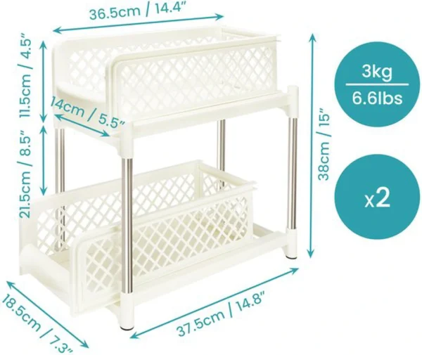 Unyqoos ® Uitbreidbare Organizerset voor Optimale Opbergruimte in Keuken en Badkamer