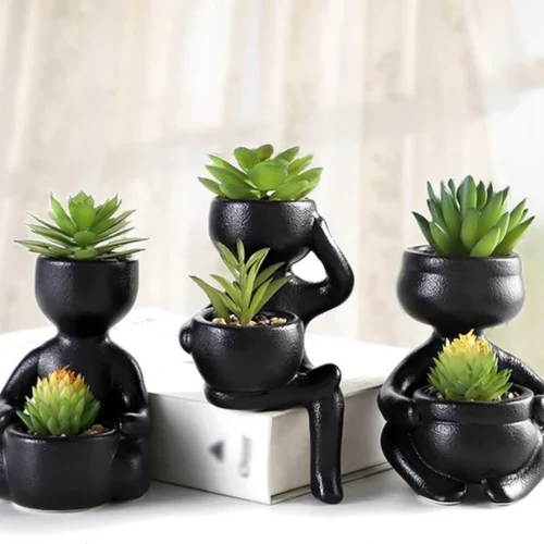 Unyqoos ® Creatieve Miniatuur Kamerplanten in Unieke Menselijke Vormen – Set van 3