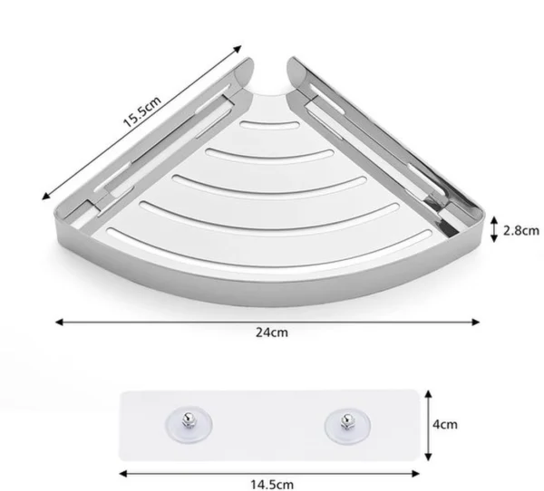 Unyqoos ® Stijlvolle Roestvrijstalen Doucheplank voor Badkamerorganisatie zonder Boren - Set van 2 Zilver
