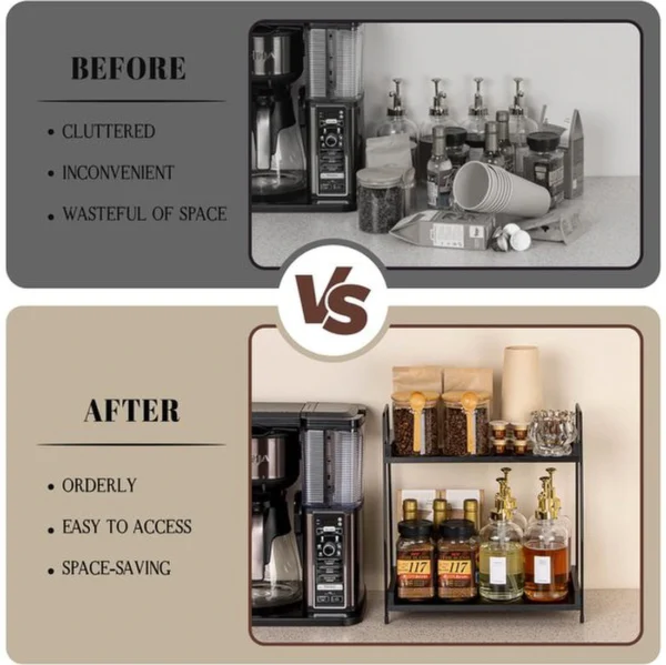 Unyqoos ® Stijlvolle Multifunctionele Organisator voor Koffie en Keuken met Dubbele Planken