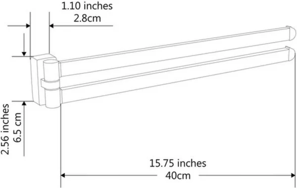Unyqoos ® Elegant Zwart Wandgemonteerde Handdoekhouder met Dubbele Zwenkstangen van Roestvrij Staal
