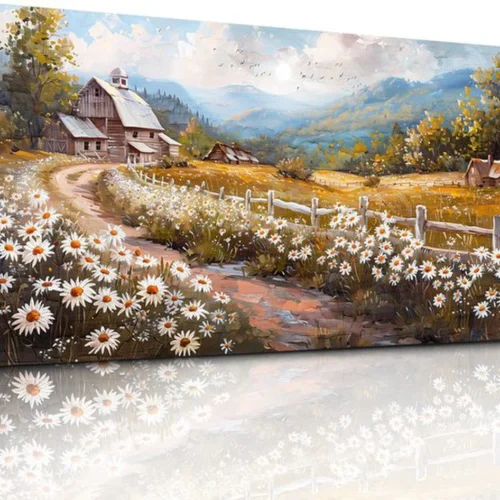 Unyqoos® Betoverende Bloemenzee Canvas Wanddecoratie voor Diverse Ruimtes - 50 x 100 cm