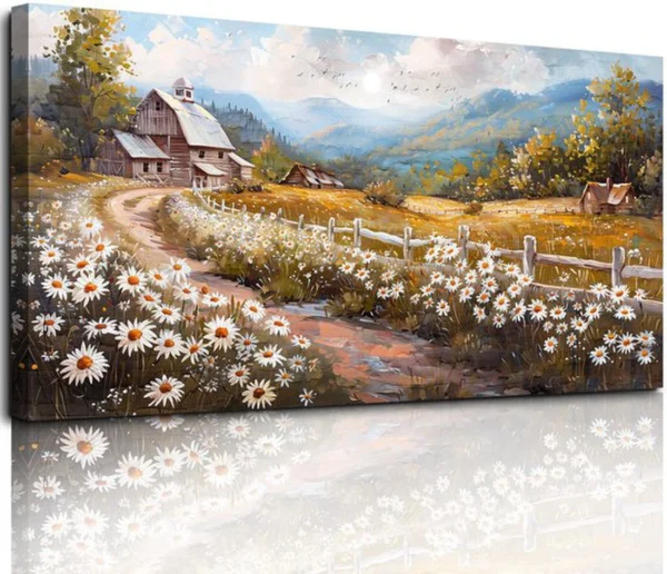Unyqoos® Betoverende Bloemenzee Canvas Wanddecoratie voor Diverse Ruimtes - 50 x 100 cm