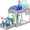 Unyqoos ® Multifunctioneel Grijs Keuken- en Badkamer Organisatierek met Uittrekbare Lade