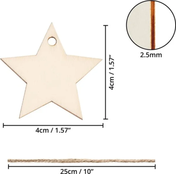 Unyqoos ® Decoratieve Houten Sterren Set voor Creatieve Projecten en Feestelijke Versieringen