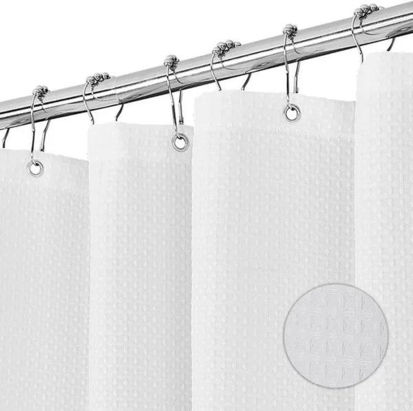 Unyqoos® Elegant Wafelstructuur Douchegordijn met Waterafstotende Eigenschappen en Gemakkelijke Installatie