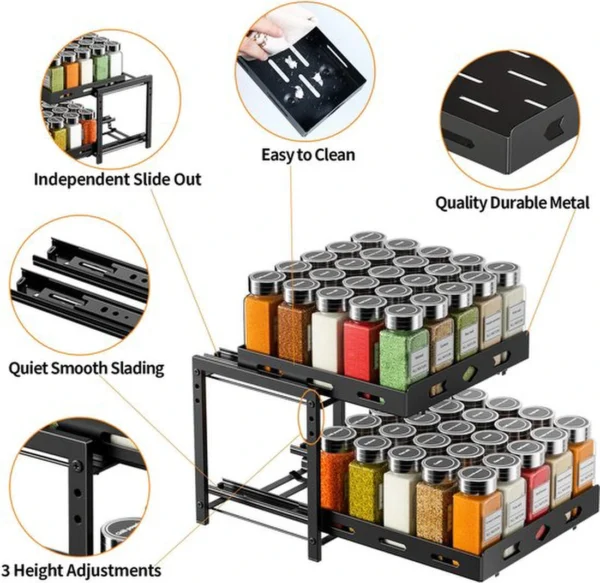 Unyqoos® Handige Uittrekbare Keukenorganizer Met Verstelbare Hoogte Voor Optimale Kastruimte