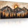 Unyqoos® Elegante Gouden Geometrische Bergen Canvas Kunstwerk voor Stijlvol Interieurdecor