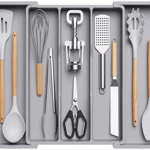 Unyqoos ® Lade-inzetstuk voor Keuken met Uitbreidbare en Verstelbare Vakken voor Optimaal Opbergen