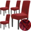 Unyqoos ® Set van 4 Luxe Fluwelen Stoelhoezen voor Diverse Stoeltypes in Wijnrode Kleur