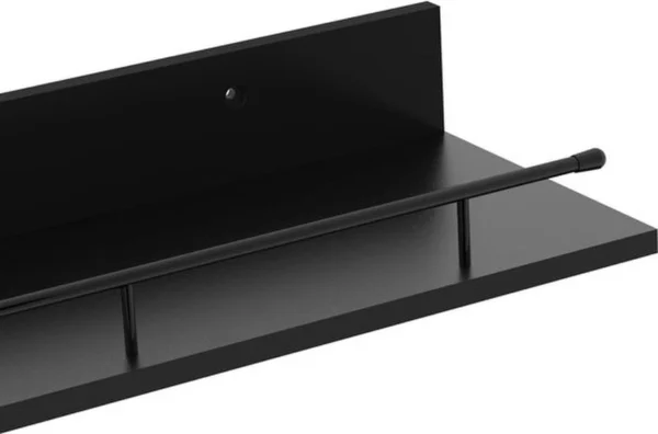 Unyqoos ® Stijlvolle Zwarte Houten Wandplankenset met Metalen Leuningen voor Diverse Kamers, 3 Verschillende Maten