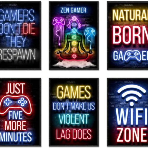 P-87213230460400-20260406123055.webp Unyqoos® Unieke Gaming Wanddecoratie Set van 6 Stuks voor de Ultieme Sfeer in Je Gamekamer