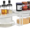 Unyqoos ® Kruidenrek Set voor Keukenorganisatie – Uitbreidbaar en Stapelbaar, Wit Metaal, 2 Stuks