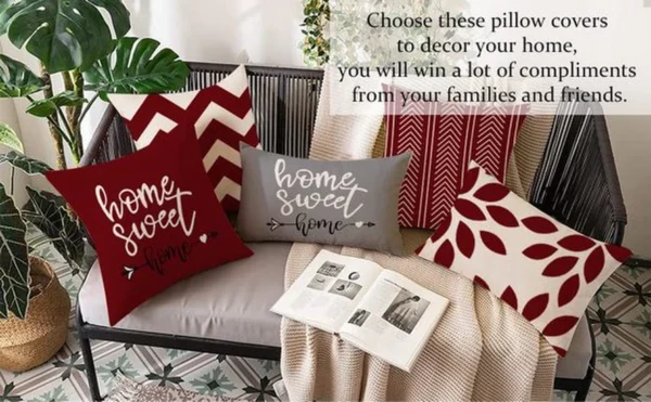 Unyqoos ® Stijlvolle Set van Vier Kussenhoezen voor Binnen en Buiten in Rijke Bordeauxkleur