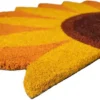 Unyqoos® Handbeschilderde Kokosvezel Deurmat met Zonnebloemontwerp en Antislip Onderkant voor Buiten