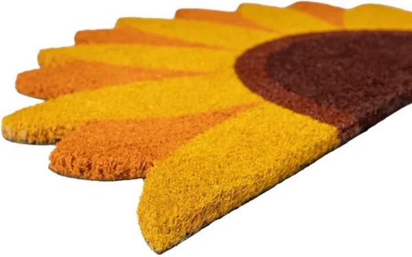 Unyqoos® Handbeschilderde Kokosvezel Deurmat met Zonnebloemontwerp en Antislip Onderkant voor Buiten