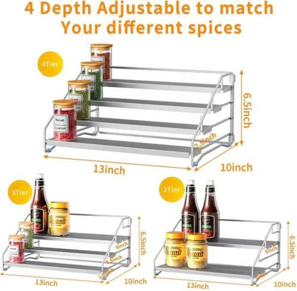 Unyqoos ® Kruidenrek met Vier Verstelbare Niveaus voor Optimale Keukenorganisatie