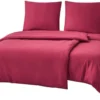 Unyqoos ® Luxueuze Wijnrode Microvezel Beddengoedset voor het Hele Jaar, 4-delig