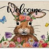Unyqoos ® Charmante Pasen Deurmat met Konijnen en Bloemenpatroon, Perfect voor Binnen en Buiten Decoratie