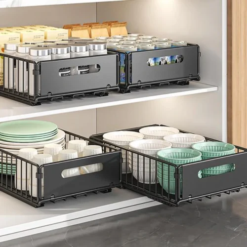 Unyqoos ® Innovatieve Uittrekbare Ladeoplossing voor Keukens en Kasten, Set van 4, Zwart