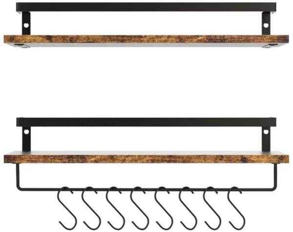 Unyqoos ® Stijlvolle Zwevende Wandplanken Set met Handdoekhouder voor Diverse Ruimtes