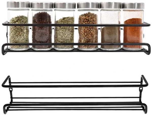 Unyqoos® Kruidenrek voor Muurmontage, Set van 2, Zonder Boren, Veelzijdig Keuken- en Badkameropbergsysteem