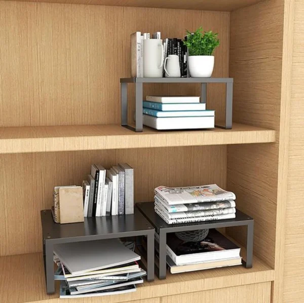 Unyqoos ® Veelzijdig en Stapelbaar Metalen Rek voor Keuken en Organisatie, Set van 2, Maat M: 30x20x15 cm