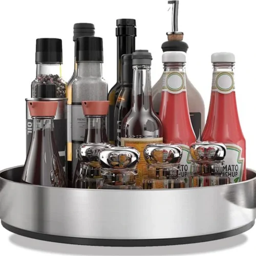 Unyqoos ® Draaibaar Keuken- en Huishoud Organizer Plateau van Roestvrij Staal voor Multifunctioneel Gebruik