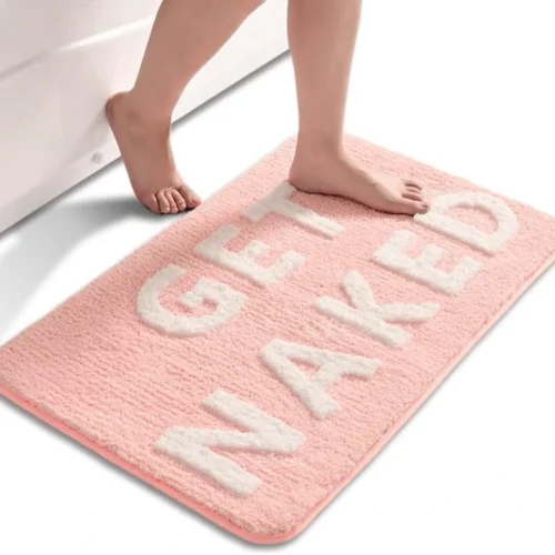 Unyqoos ® Schattige Roze en Witte Badkamermat met Antislip en Absorberende Eigenschappen, 50 x 80 cm