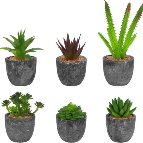 Unyqoos ® Zesdelige Set van Levensechte Miniatuur Kunstplanten voor Stijlvolle Binnenhuisdecoratie
