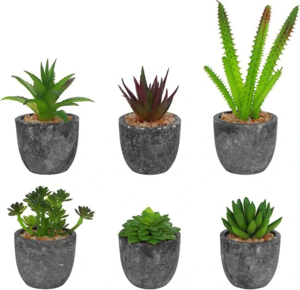 Unyqoos ® Zesdelige Set van Levensechte Miniatuur Kunstplanten voor Stijlvolle Binnenhuisdecoratie