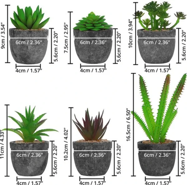 Unyqoos ® Zesdelige Set van Levensechte Miniatuur Kunstplanten voor Stijlvolle Binnenhuisdecoratie