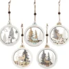 Unyqoos ® Houten Kerstdecoratie Set van 5 Stuks met Lasergesneden Ontwerpen voor Feestelijke Versiering