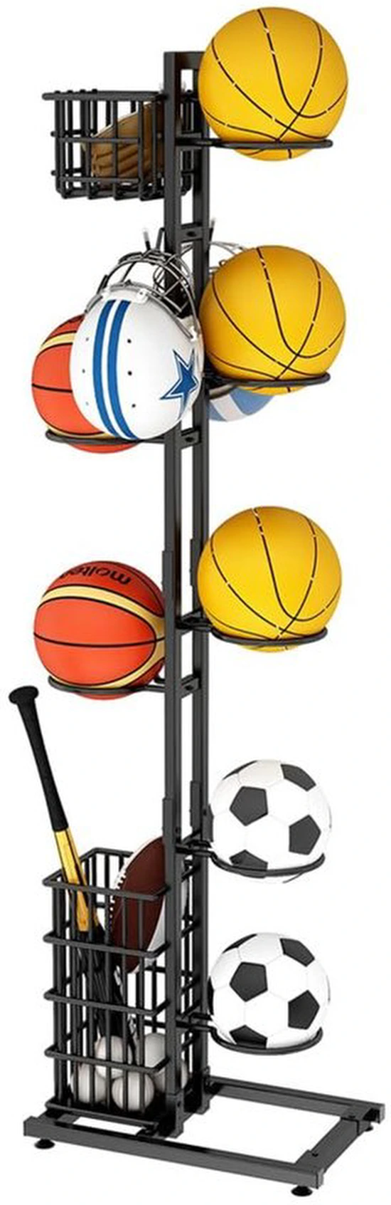 Unyqoos® Multifunctioneel Verticaal Sport Opbergrek met Ruimte voor Ballen en Accessoires