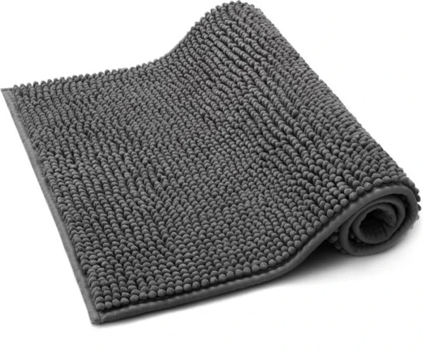 Unyqoos ® Antracietkleurige Chenille Badmat met Antislip en Hoog Absorberend Vermogen voor Badkamercomfort