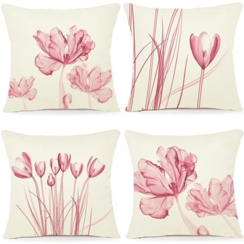 P-87213230495390-20260406111205.webp Unyqoos ® Set van 4 Bloemenprint Kussenhoezen 40 x 40 cm voor Binnen en Buiten