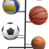 Unyqoos® Ruimtebesparende Verticale Ballenhouder met Uittrekbare Opbergrekken voor Sportballen