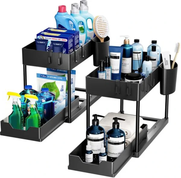Unyqoos® Multifunctioneel Tweelaags Onderkast Organizer Rek voor Keuken en Badkamer
