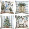 P-87213230526520-20260406110329.webp Unyqoos® Set van 4 decoratieve kerstkussenhoezen met sneeuwpop motief voor woonkamer en slaapkamer